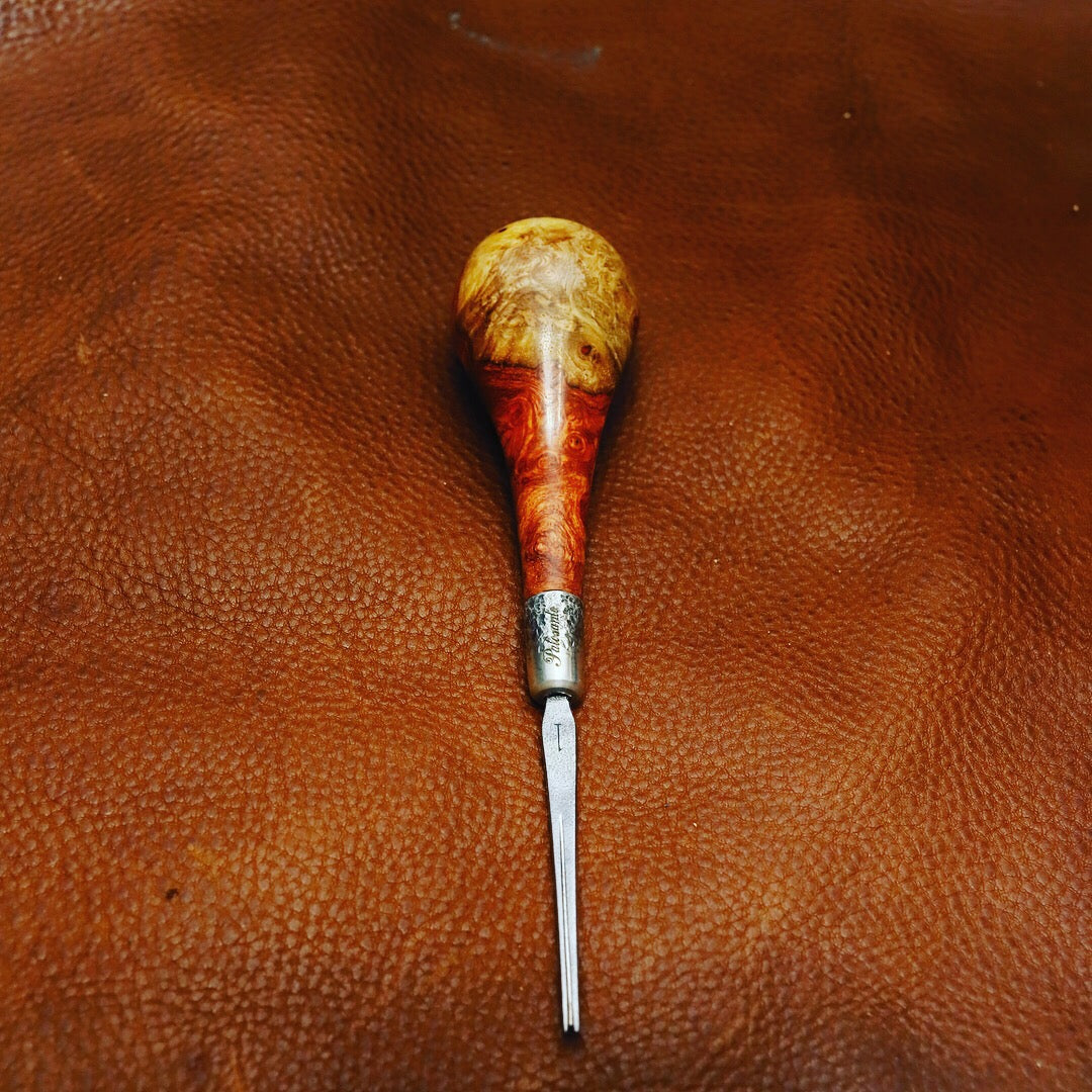 Edge beveler - with amboyna burl and silver ring